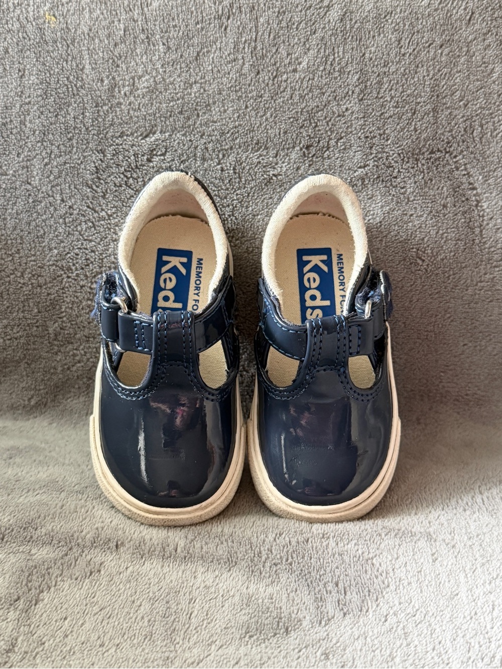 Keds Navy Patent T-Strap Baby Walker Shoes